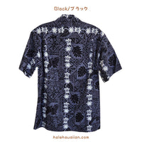 Hawaii Men's Cotton Aloha Shirt with Turtleneck Panel