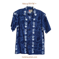 Hawaii Men's Cotton Aloha Shirt with Turtleneck Panel