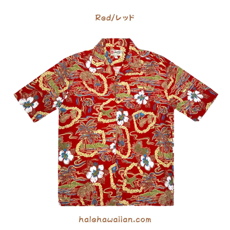 Hawaiian Men's Rayon Aloha Shirt [Vintage Scenic]