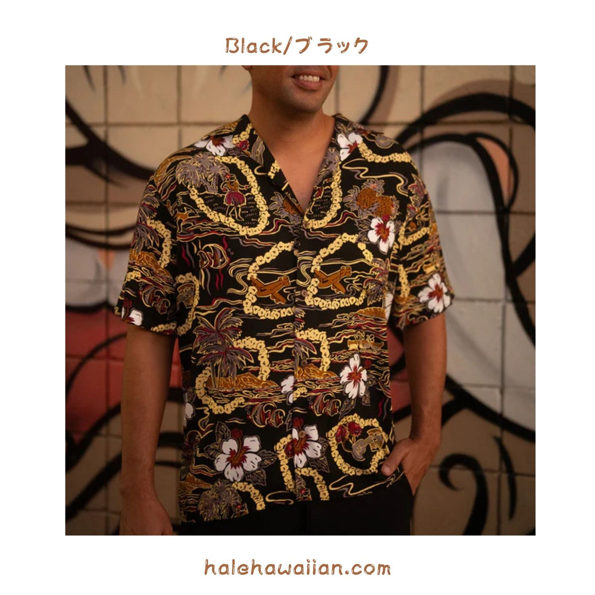 Hawaiian Men's Rayon Aloha Shirt [Vintage Scenic]