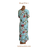 Hawaiian Sleeve Semi-Long Dress [Hibiscus &amp; Monstera]