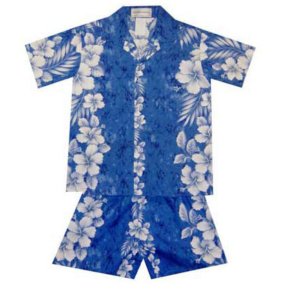 Kids Cotton Aloha Shirt Set [Trend Hibiscus]