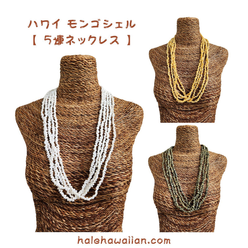 Hawaiian Tahitian Shell Lei Mongo Shell [5-Row Shell Necklace]