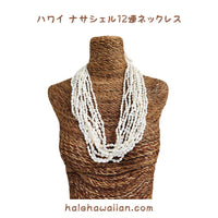 Hawaiian Tahitian Shell Lei [Nasa Shell 12-strand Necklace] White