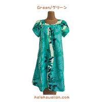 ハワイアン プルオーバームームー ドレス セミロング 【モンステラ レイ】