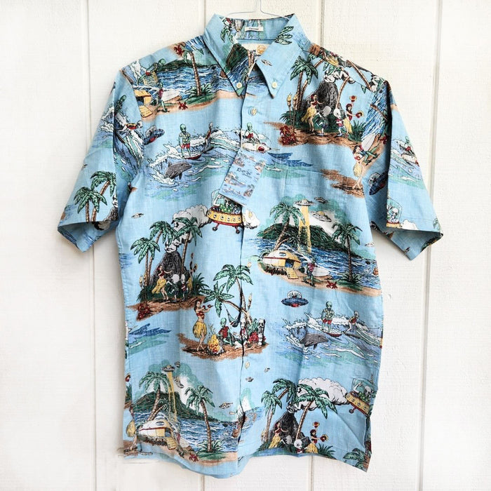 Hawaiian REYN SPOONER Men's Aloha Shirt Poly Cotton [ Aloha-Alien]