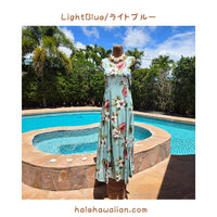 Hawaiian Sleeveless Dress Long [Hibiscus &amp; Monstera]