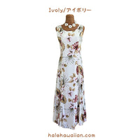 Hawaiian Sleeveless Dress Long [Hibiscus &amp; Monstera]