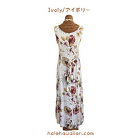 Hawaiian Sleeveless Dress Long [Hibiscus &amp; Monstera]
