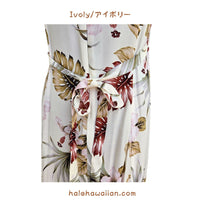 Hawaiian Sleeveless Dress Long [Hibiscus &amp; Monstera]