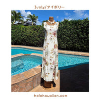Hawaiian Sleeveless Dress Long [Hibiscus &amp; Monstera]