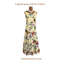Hawaiian Sleeveless Dress Long [Hibiscus &amp; Monstera]
