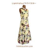 Hawaiian Sleeveless Dress Long [Hibiscus &amp; Monstera]