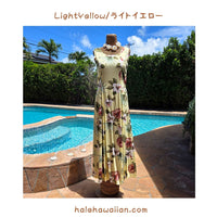 Hawaiian Sleeveless Dress Long [Hibiscus &amp; Monstera]