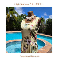 Hawaiian Sleeveless Dress Long [Hibiscus &amp; Monstera]
