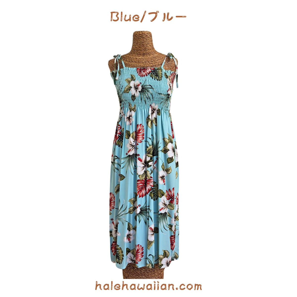 Hawaiian Tunic Dress Semi-Long [Hibiscus &amp; Monstera]