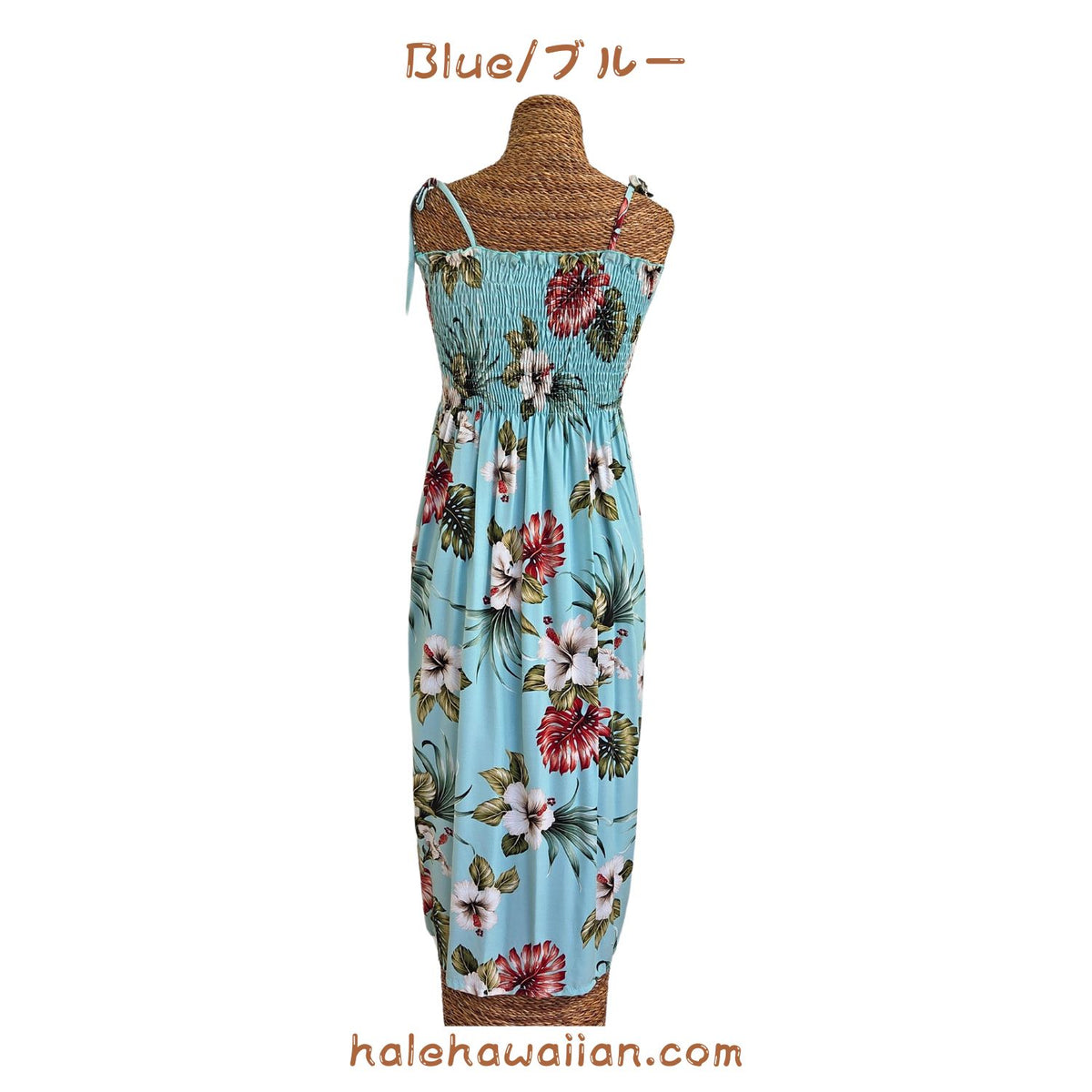 Hawaiian Tunic Dress Semi-Long [Hibiscus &amp; Monstera]
