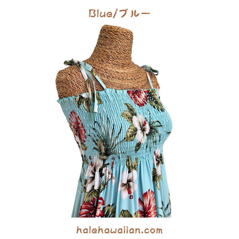 Hawaiian Tunic Dress Semi-Long [Hibiscus &amp; Monstera]