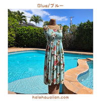 Hawaiian Tunic Dress Semi-Long [Hibiscus &amp; Monstera]