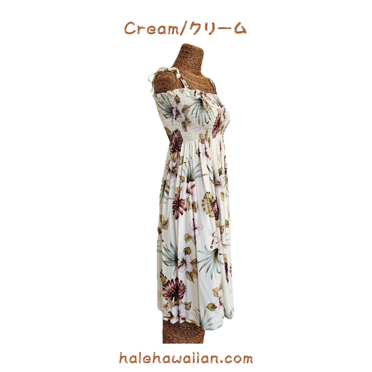 Hawaiian Tunic Dress Semi-Long [Hibiscus &amp; Monstera]