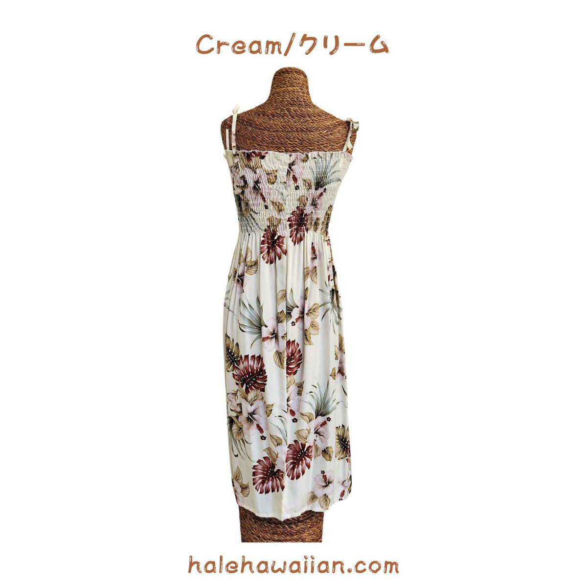 Hawaiian Tunic Dress Semi-Long [Hibiscus &amp; Monstera]