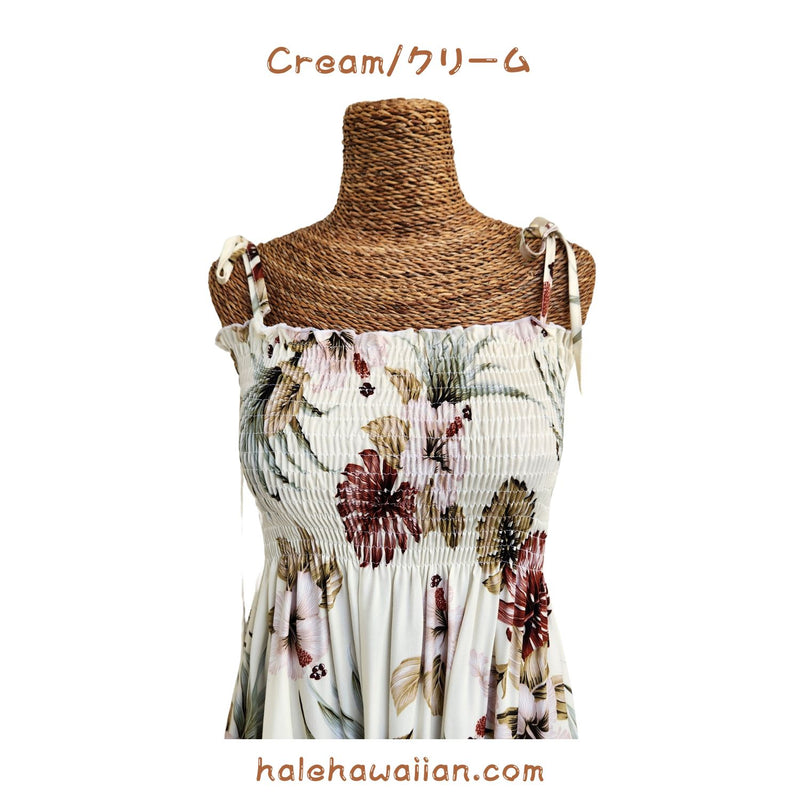 Hawaiian Tunic Dress Semi-Long [Hibiscus &amp; Monstera]