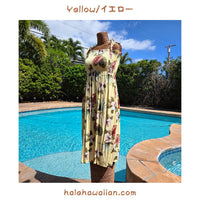 Hawaiian Tunic Dress Semi-Long [Hibiscus &amp; Monstera]