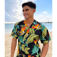 Hawaiian Men's Aloha Shirt Cotton [Airbush Bird of Paradise]