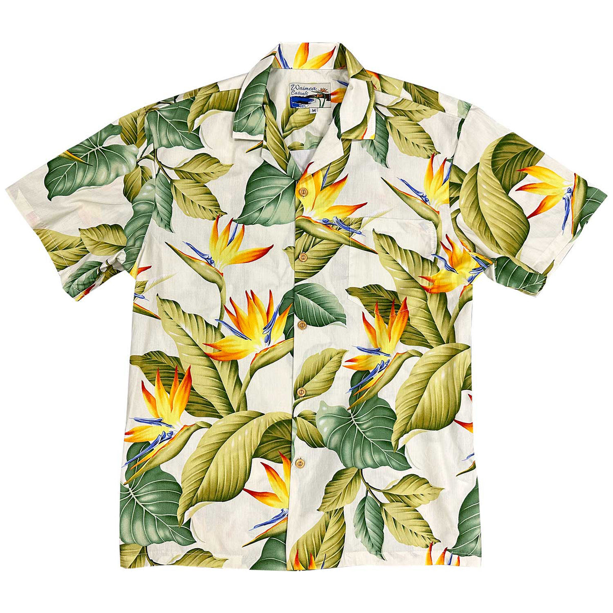 Hawaiian Men's Aloha Shirt Cotton [Airbush Bird of Paradise]