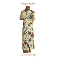 Hawaiian Sleeve Semi-Long Dress [Hibiscus &amp; Monstera]