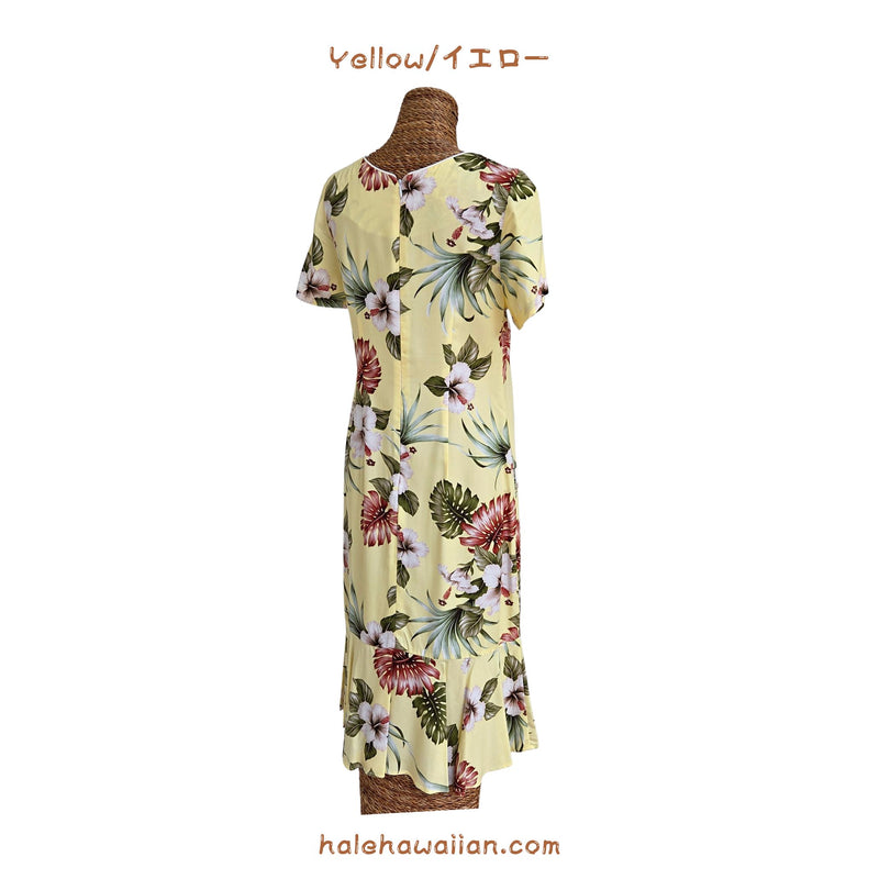 long hawaiian dresses with sleeves Hawaiian Maxi Muumuu Dress Niihau Teal / XS