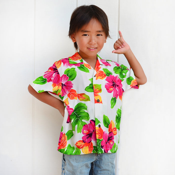 Kids Rayon Aloha Shirt [Hibiscus Water Color]