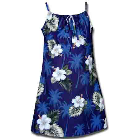 Kids Cotton Camisole Dress [Palm Tree Hibiscus]