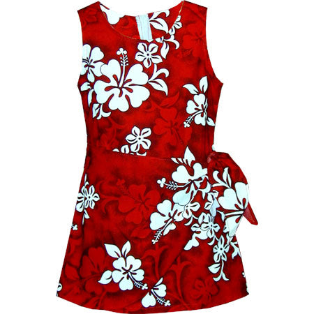 Kids Cotton Sarong Short Dress [Hibiscus]
