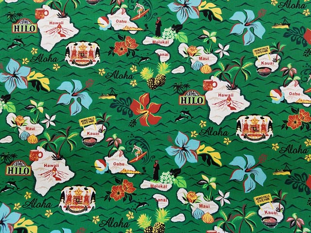 Hawaiian Cotton Fabric 201-3114 [Hawaiian Island]