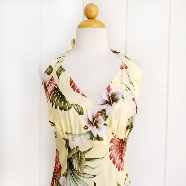 Hawaiian Halter Neck Dress Short [Hibiscus &amp; Monstera]