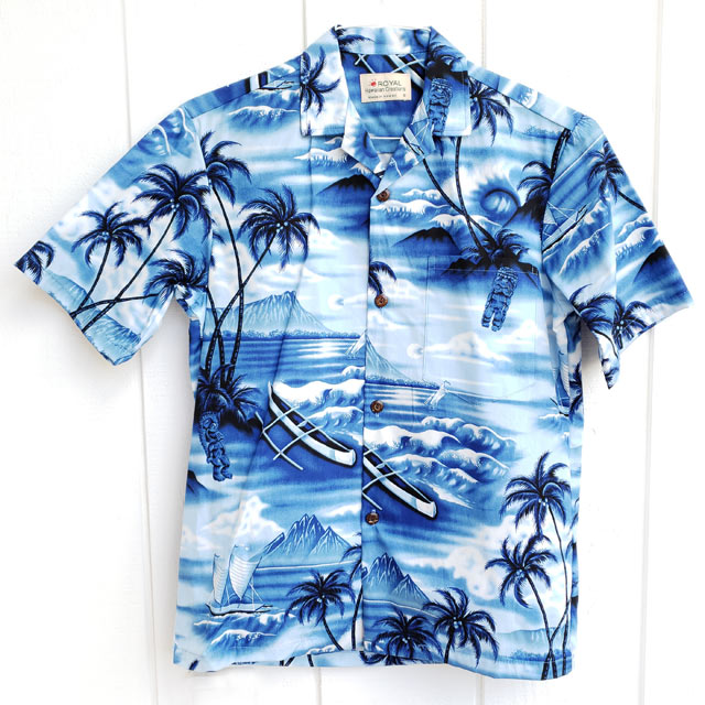 Hawaiian Men's Aloha Shirt Cotton [Tiki Canoe]
