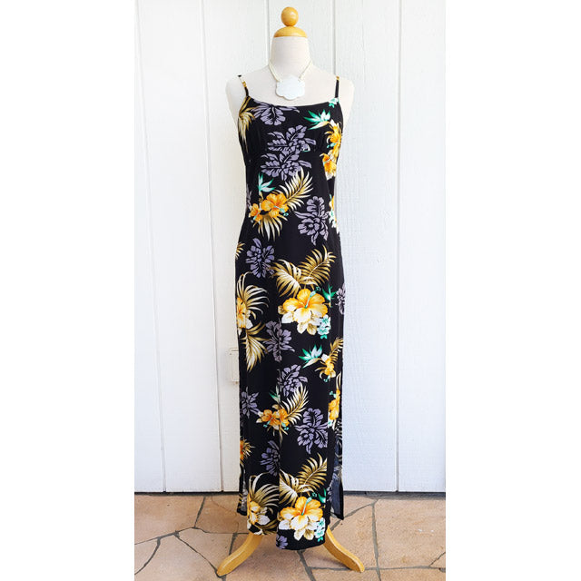 Hawaiian Camisole Dress Long [Fern Hibiscus]