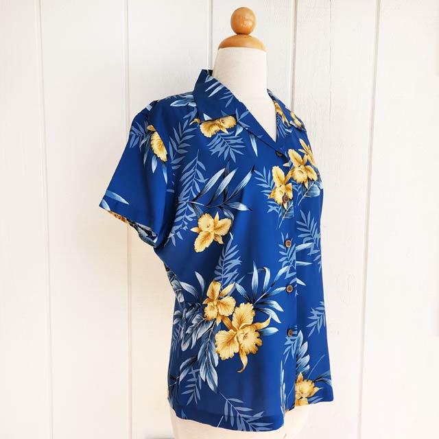 Hawaiian Ladies Aloha Shirt Fit [Midnight Orchid]