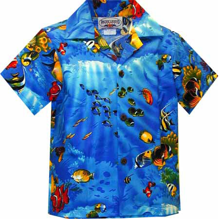 Kids Cotton Aloha Shirt [Aqua]