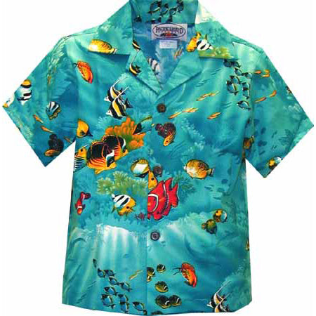 Kids Cotton Aloha Shirt [Aqua]