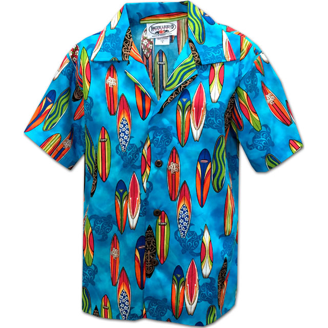 Kids Cotton Aloha Shirt [Surfboard Honu]