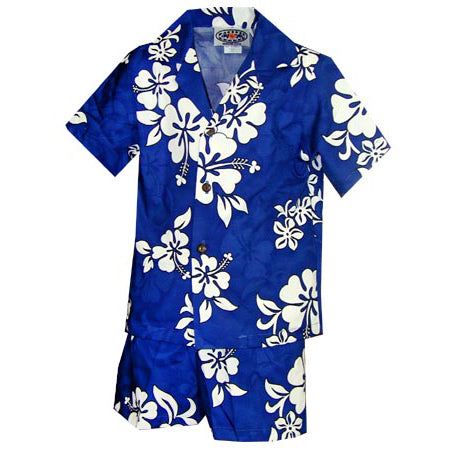 Kids Cotton Aloha Shirt Set [Hibiscus]