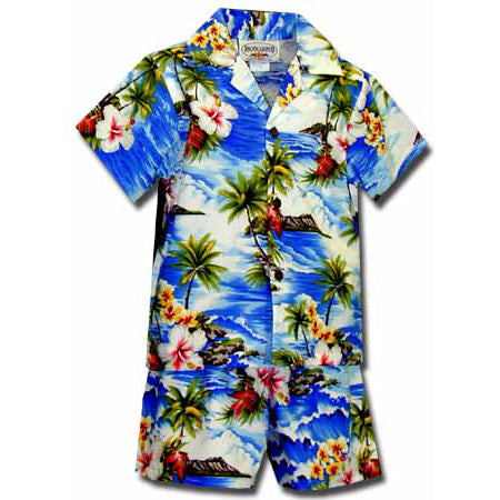 Kids Cotton Aloha Shirt Set [Hawaiian]