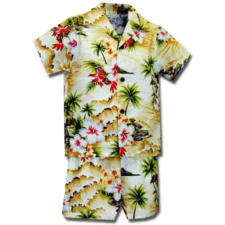 Kids Cotton Aloha Shirt Set [Hawaiian]