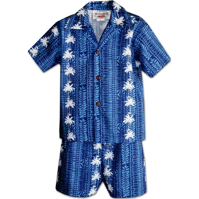 Kids Cotton Aloha Shirt Set [Palm Panel]
