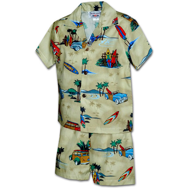 Kids Cotton Aloha Shirt Set [On the Ride]