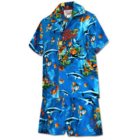 Kids Cotton Aloha Shirt Set [Dolphin]