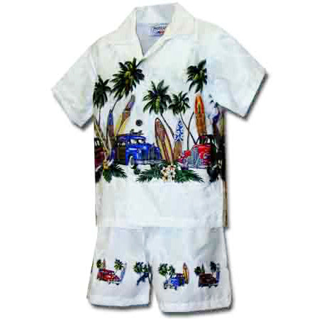 Kids Cotton Aloha Shirt Set [Hawaii Woody]