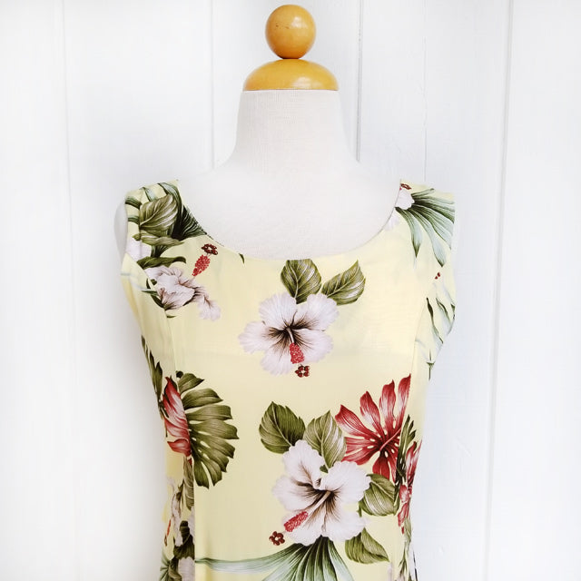 Hawaiian Sleeveless Dress Long [Hibiscus &amp; Monstera]